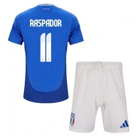 Italien Giacomo Raspadori #11 Heimtrikot EM 2024 Kurzarm (+ kurze hosen)